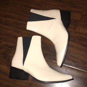 UO paten leather booties